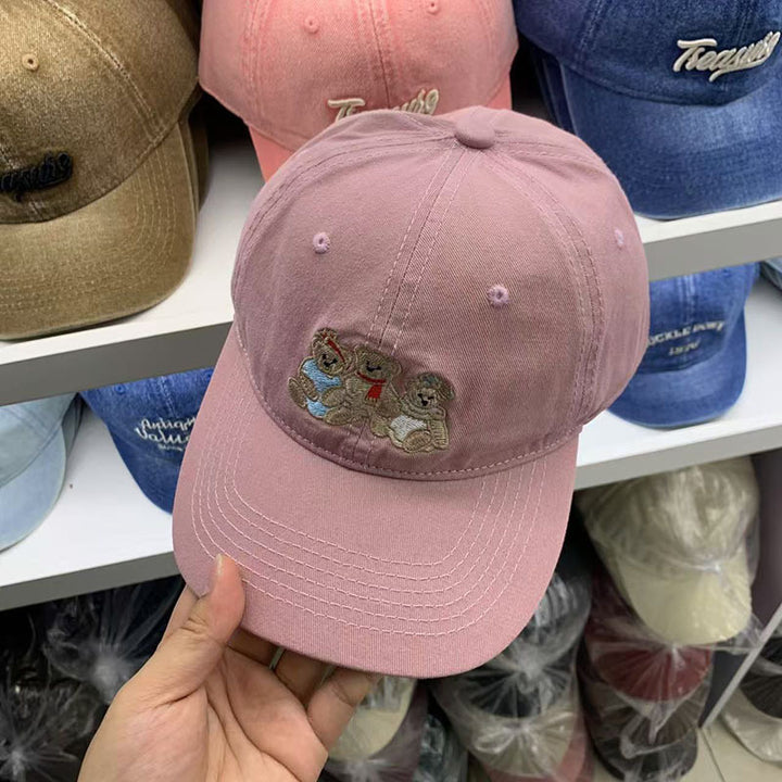 Kvinne Casual Brodert Teddy Bear Baseball Cap Skanto