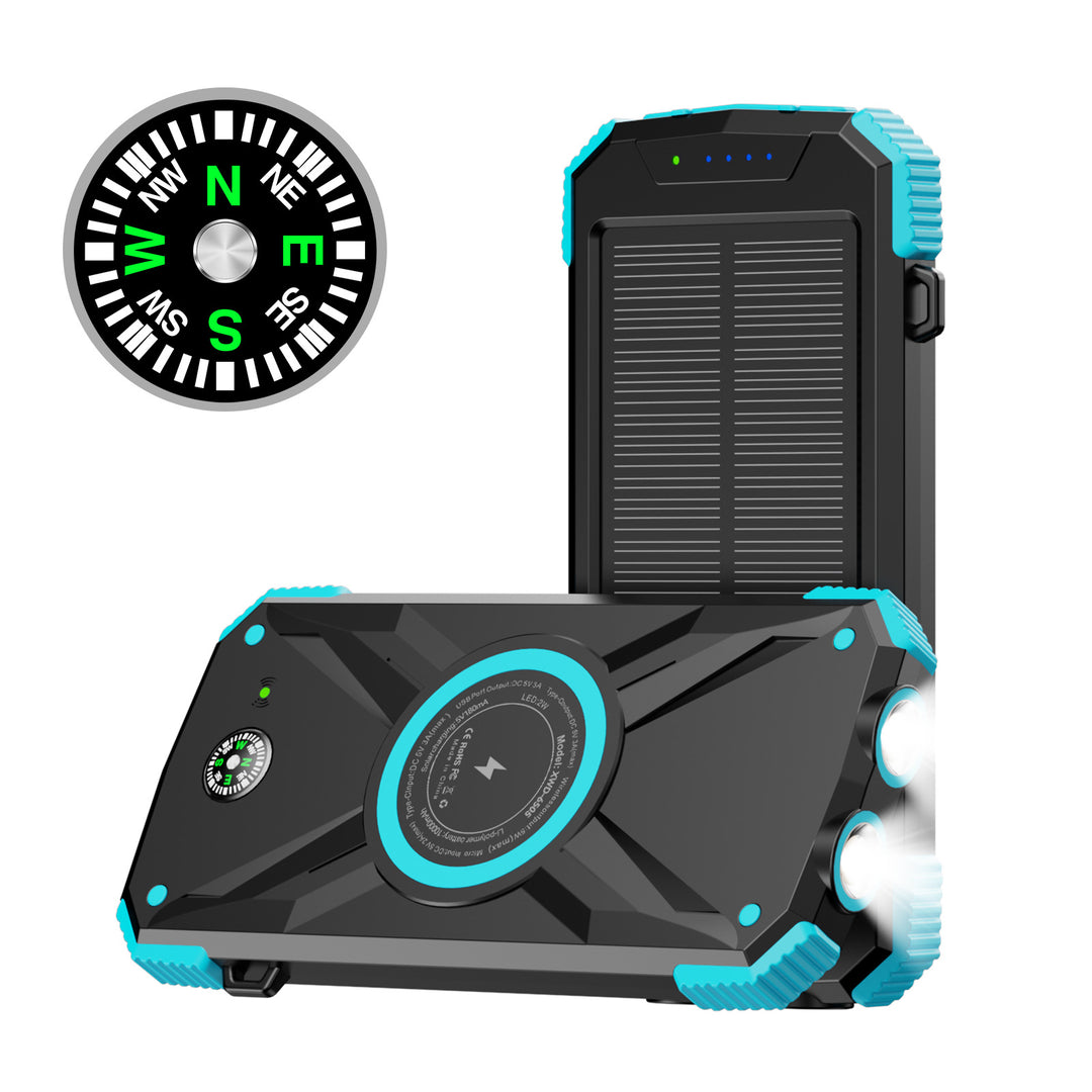 Solcelledet Powerbank med Innebygd Kompass og LED-Lys Skanto