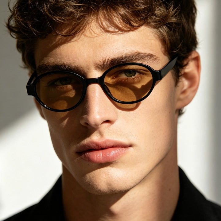 Dame moterik oval solbrille med dyremønster Skanto