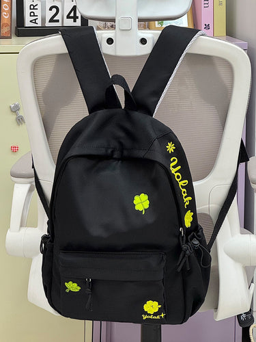 Casual Multi-Lomme Brodert Skoleveske