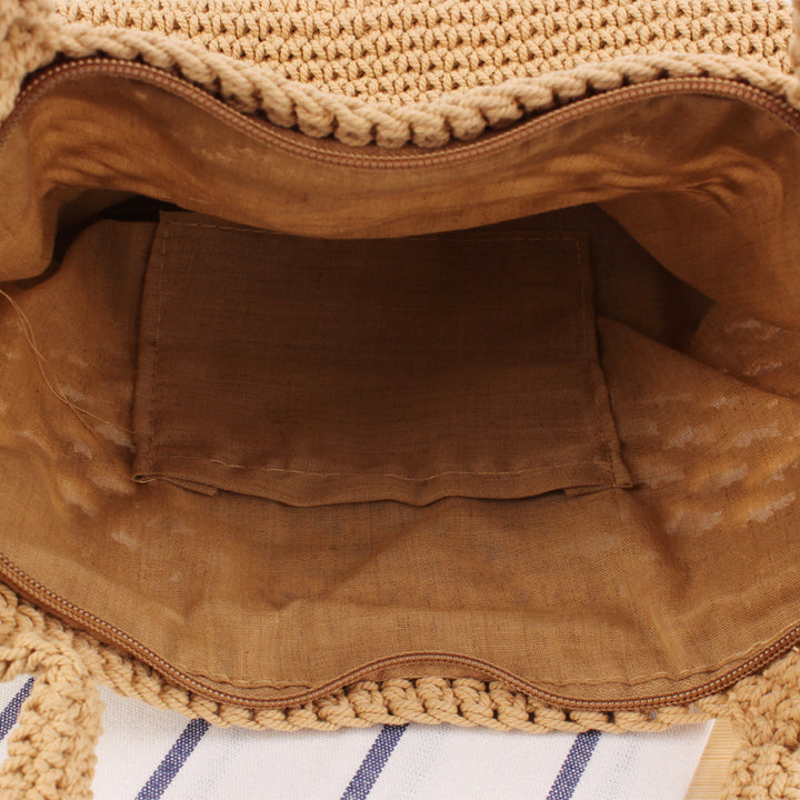 Makramee Strandtaske med Innovativt Nettdesign Skanto