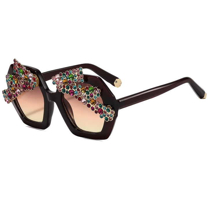 Dame Statement-solbrille med glitrende krystallramme Skanto