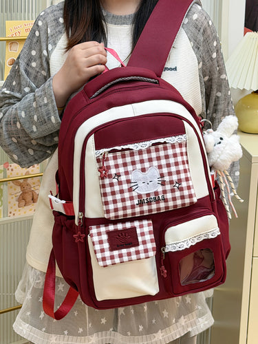 Anime-inspirert katte-tema skole ryggsekk