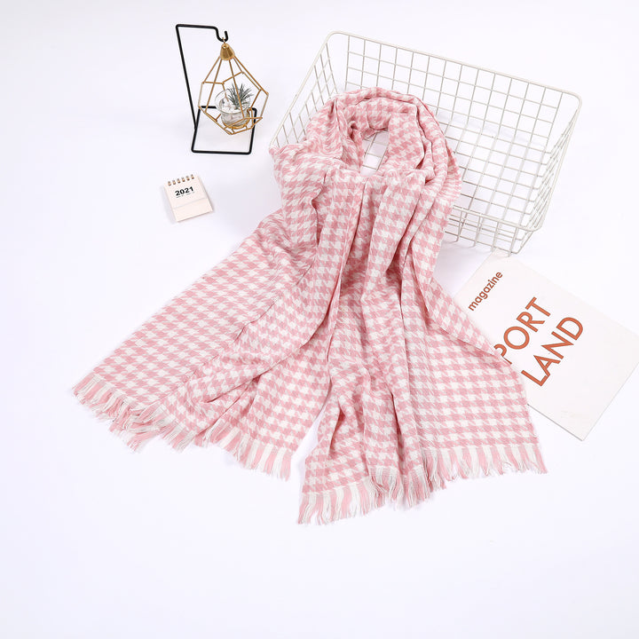 Dame elegant skjerf med houndstooth mønster Skanto