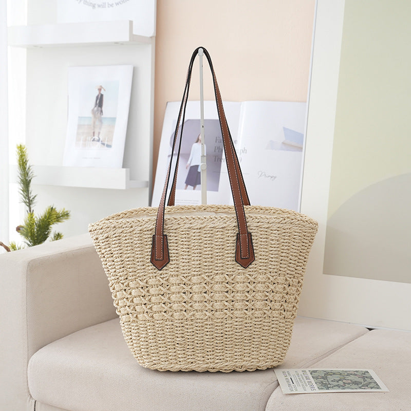 Håndlaget strandveske i boho-stil Skanto