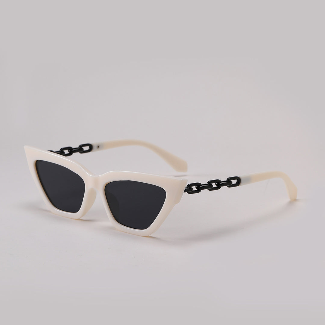 Dame Cat-Eye solbrille med luksuriøs kjettingramme Skanto