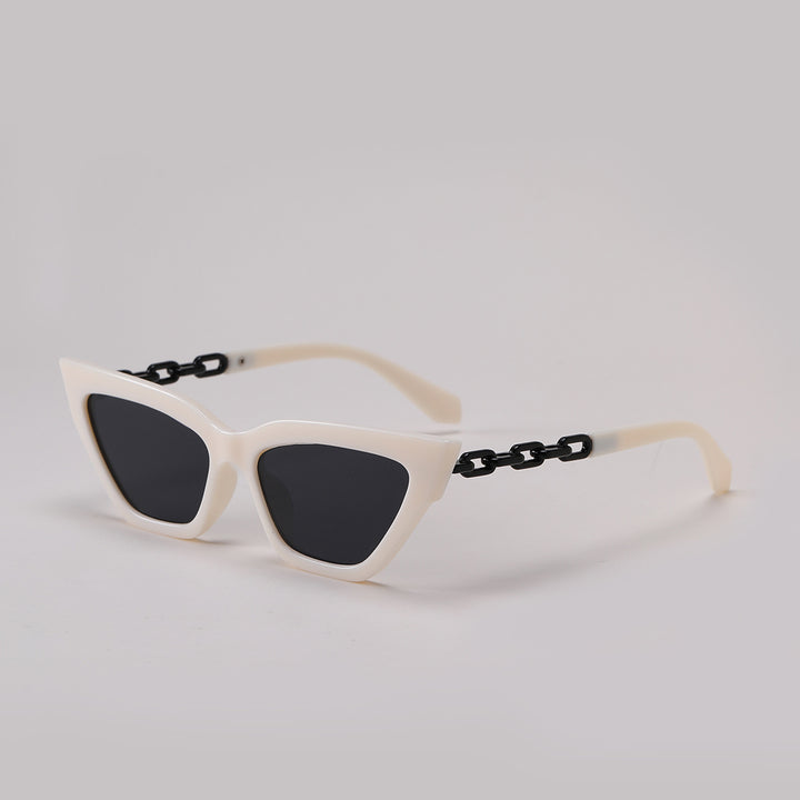 Dame Cat-Eye solbrille med luksuriøs kjettingramme Skanto
