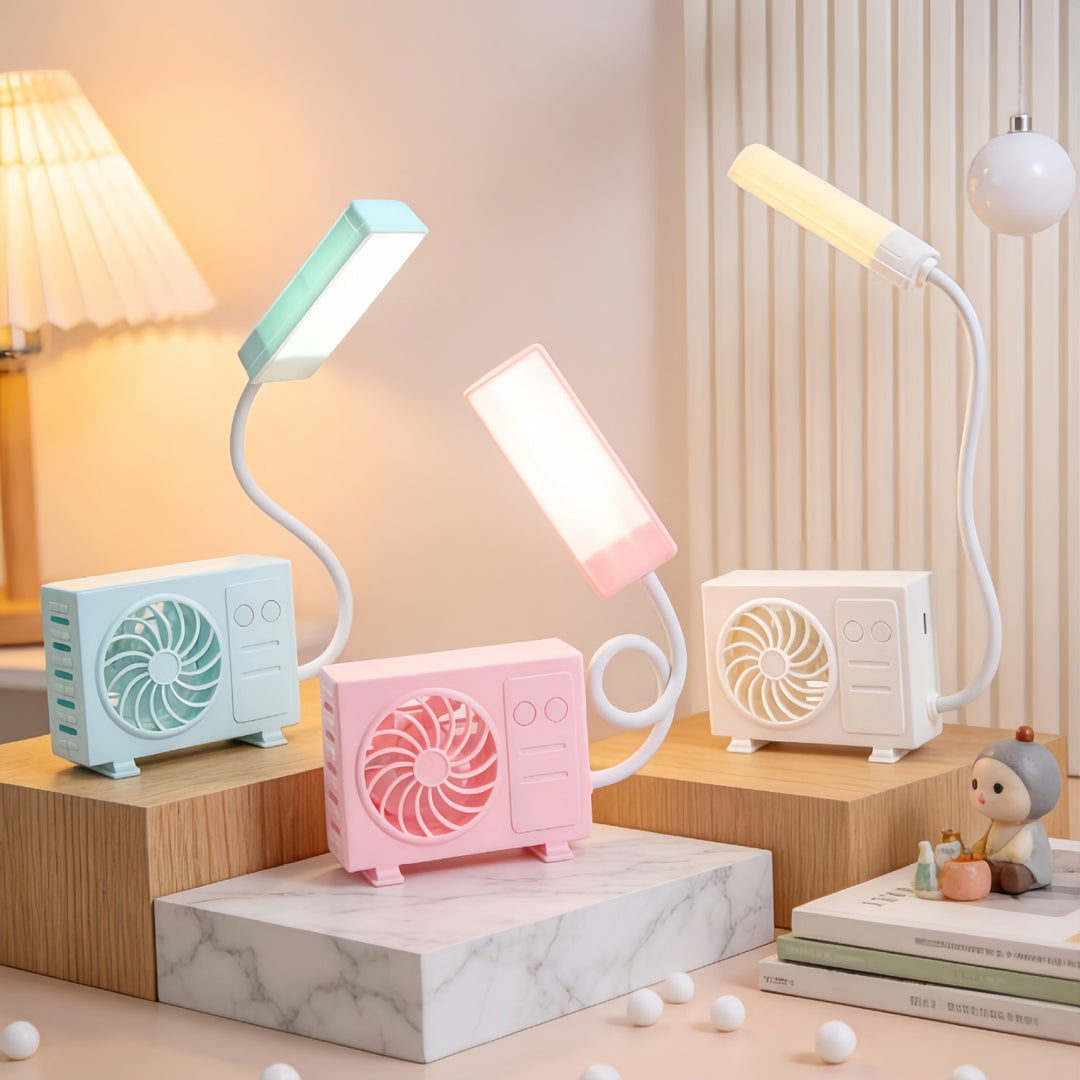 Dame multifunksjonell bordlampe med integrert vifte og USB-ladeporter Skanto