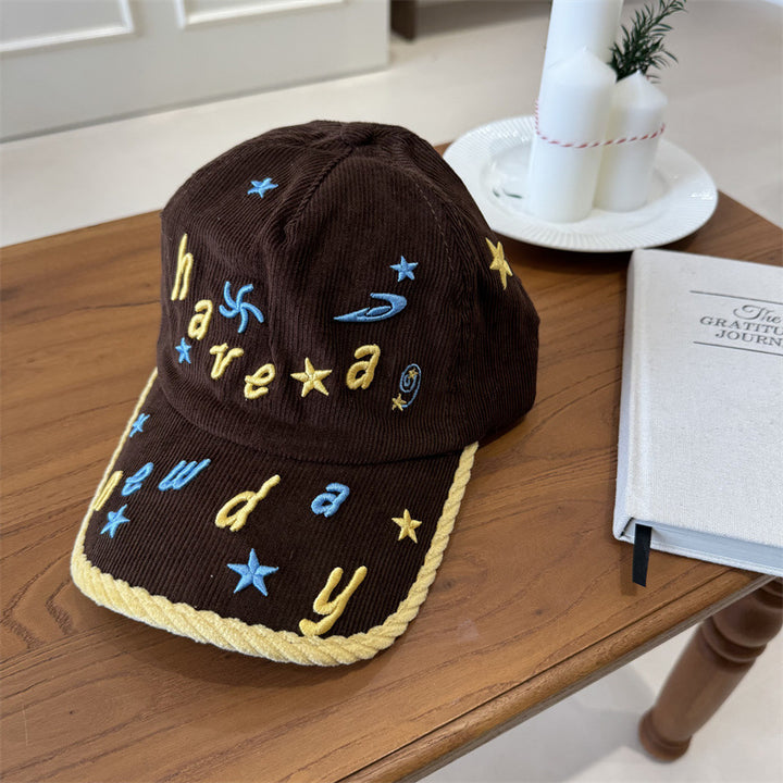 Kvinnens broderte cordfløyels baseball cap Skanto