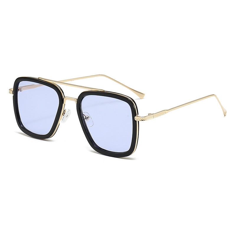 Dame moteristisk kvadratisk solbrille med glamorøs metallramme Skanto