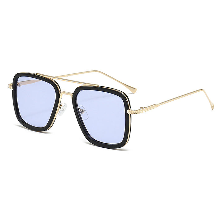 Dame moteristisk kvadratisk solbrille med glamorøs metallramme Skanto