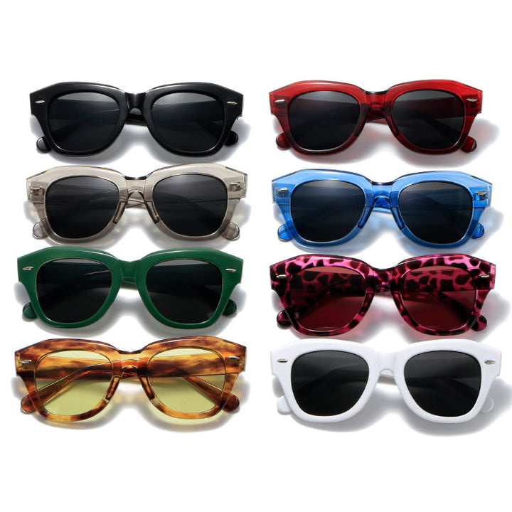 Dame stilig solbrille i moderne design med gjennomsiktig ramme Skanto