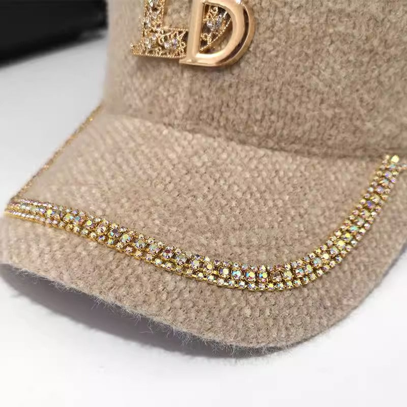 Kvinners luksuriøse utsmykkede ull baseballcap Skanto