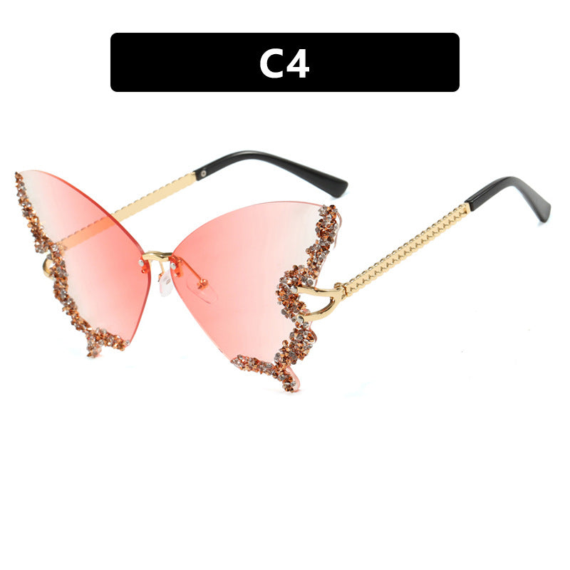 Dame stor Cat-Eye solbriller med glitrende strassdekorasjon og elegant ramme Skanto