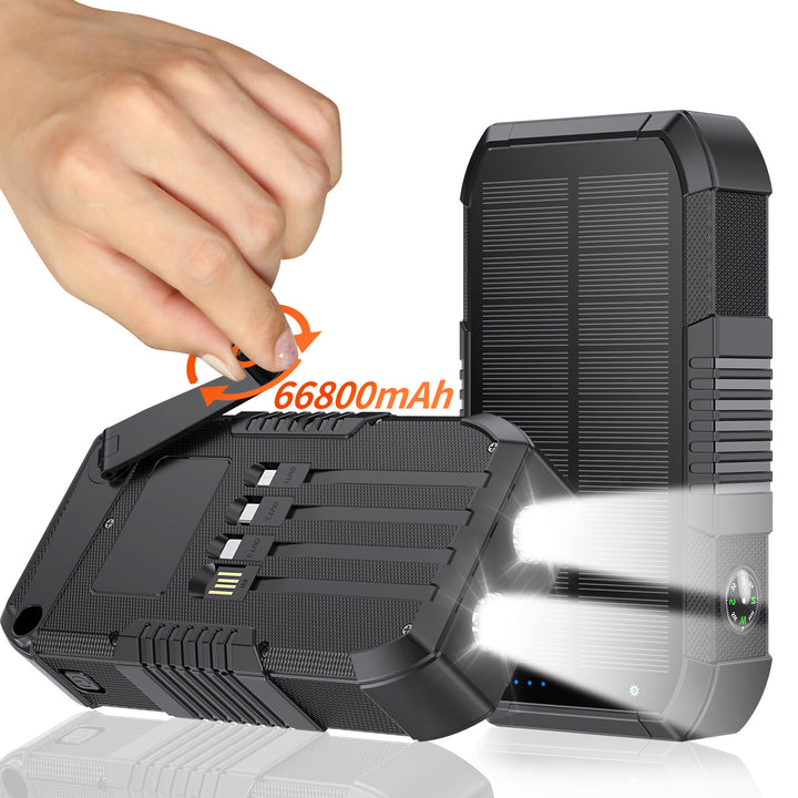 Solar Powerbank med 66800Mah og LED-lampe Skanto