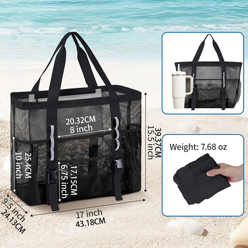 Multifunksjonell strandveske med nettdesign Skanto