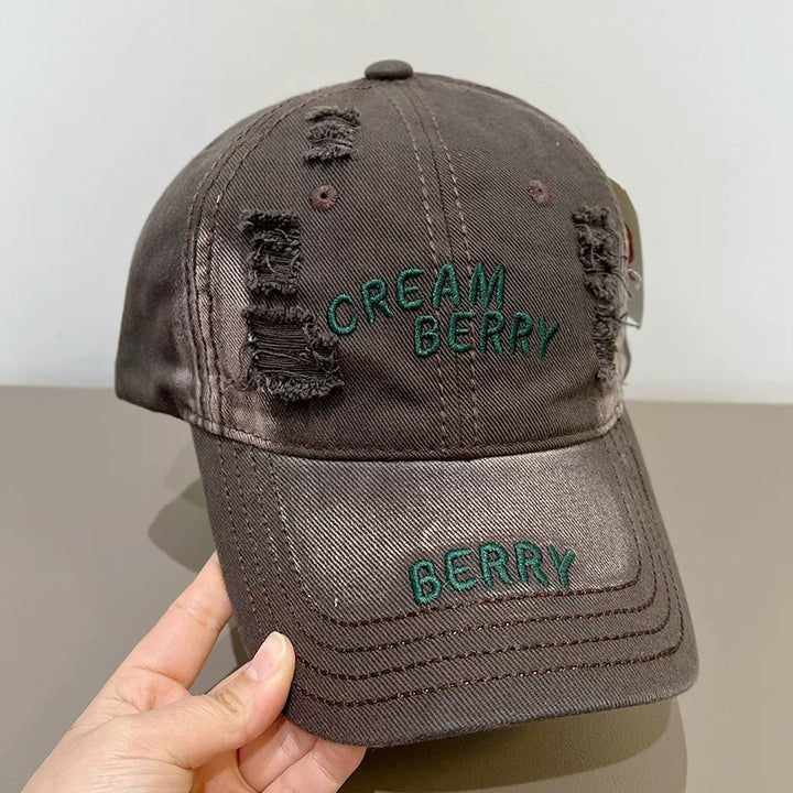 Kvinnens slitt denim baseballcaps Skanto
