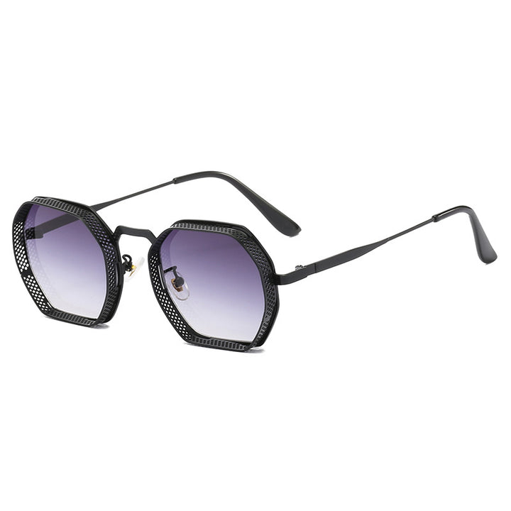 Dame solbrille med unik oktagonal metallramme Skanto
