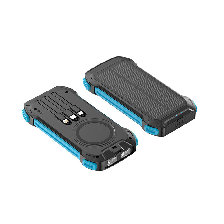 Solar-Powerbank med multifunksjonsporter og LED-lys Skanto