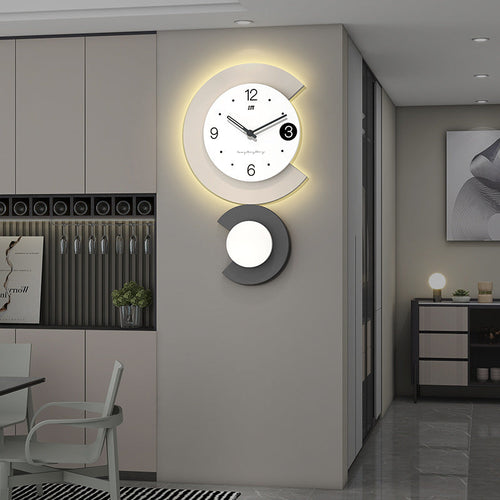 Skanto | Moderne LED Lampe Stille Veggklokke for Stue