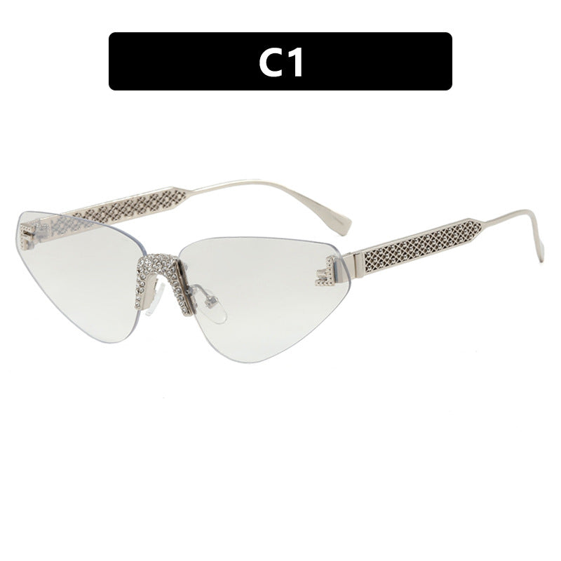 Dame Designer katteøyne-solbrille med glitrende strass-dekor Skanto