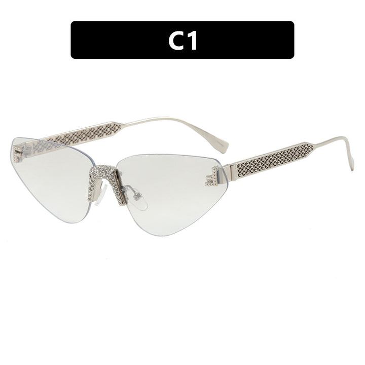 Dame Designer katteøyne-solbrille med glitrende strass-dekor Skanto