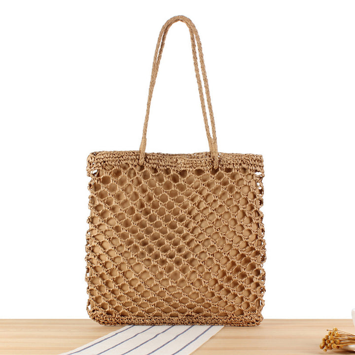 Woven natural material tote bag with airy design Skanto
