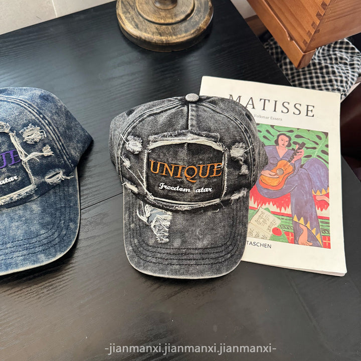 Kvinne's Slitt Denim Baseball Caps Skanto 1784084142