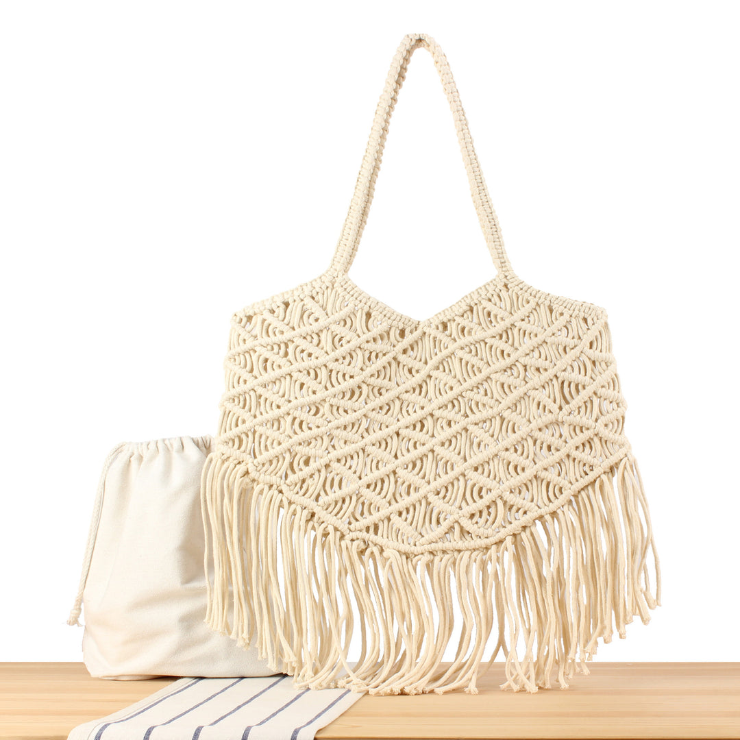 Kreativ Makramee Bag med Frynsete Design Skanto