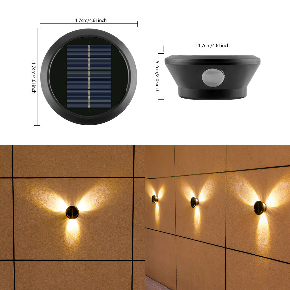 Rund Solvegglampe Med Kvadrant-Stråle LED Dekorativ Utendørs Vegglampe Og Værbestandig Hus Skanto