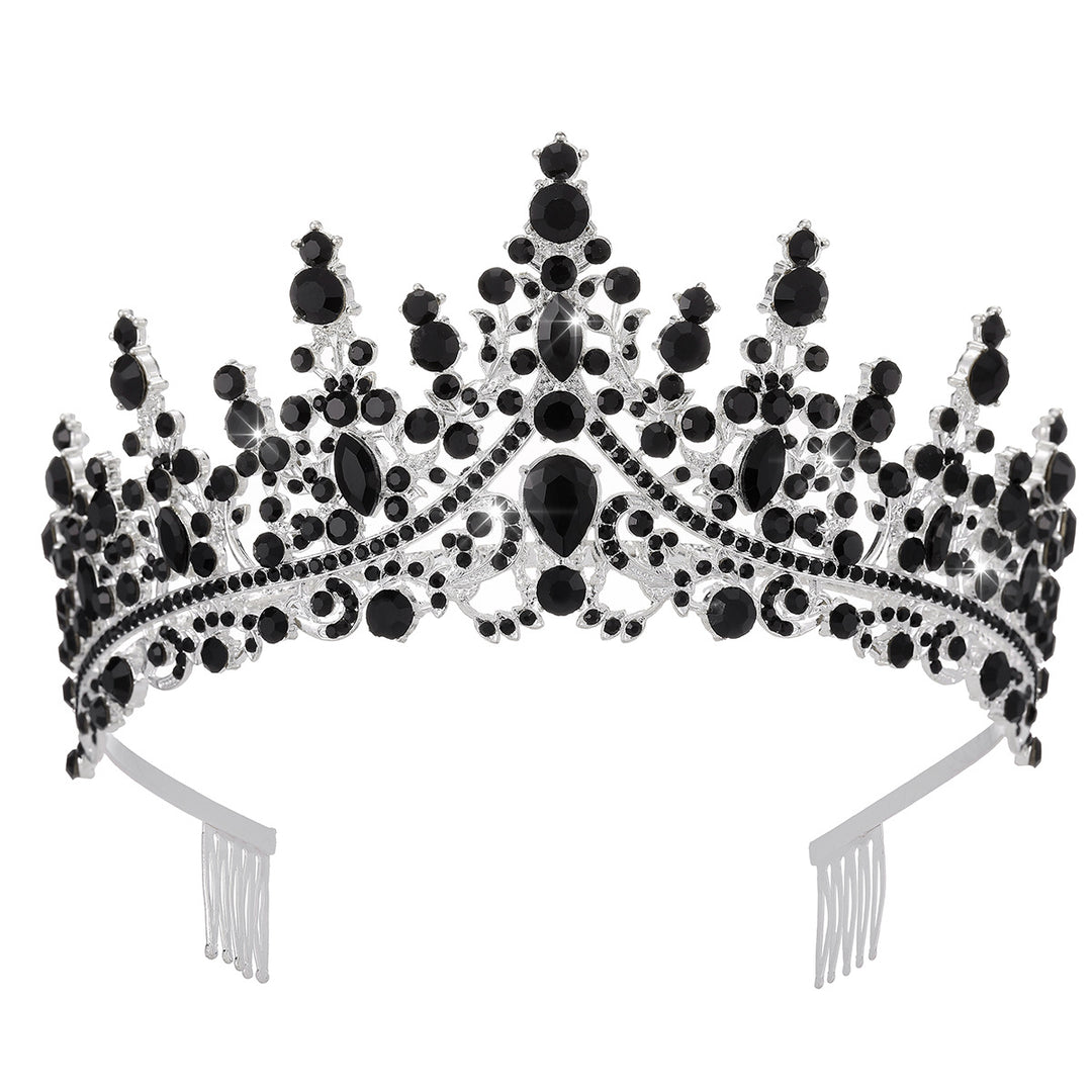Damer Opulent Tiara med svart krystallbesetning Skanto