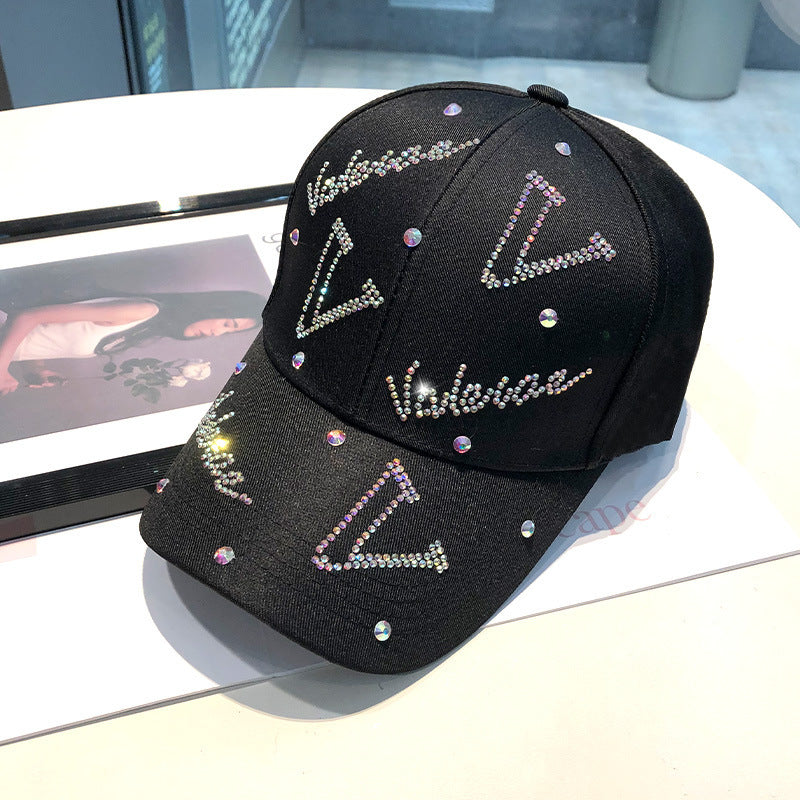 Kvinne Rhinestone Accentuerte Justerbare Baseball cap Skanto