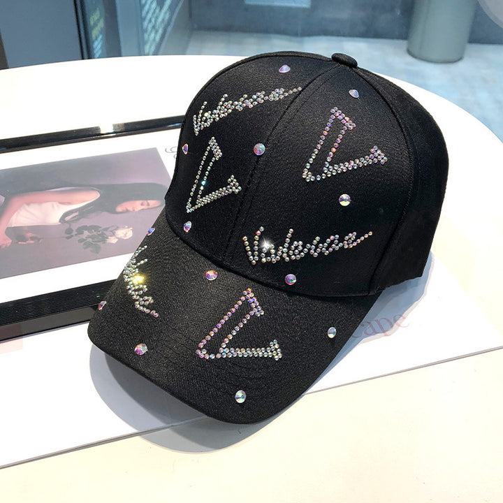 Kvinne Rhinestone Accentuerte Justerbare Baseball cap Skanto