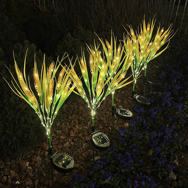 Solar LED Ornamentale Gress Stakelykter Med Integrert Solcellepanel Skanto