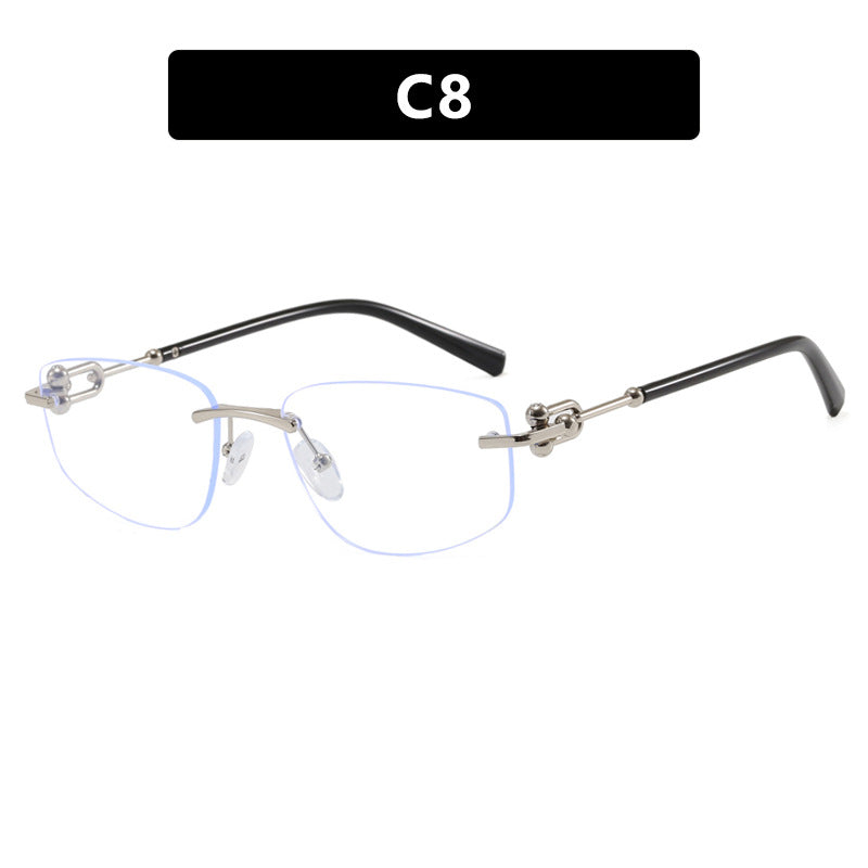 Dame elegant halvramme-briller med luksuriøs metallramme og transparente glass Skanto