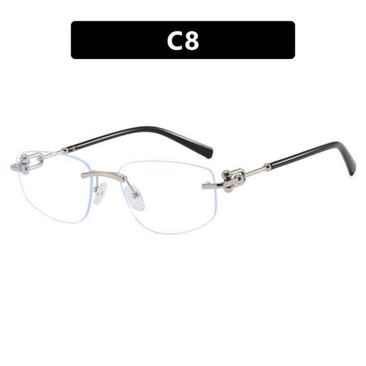 Dame elegant halvramme-briller med luksuriøs metallramme og transparente glass Skanto