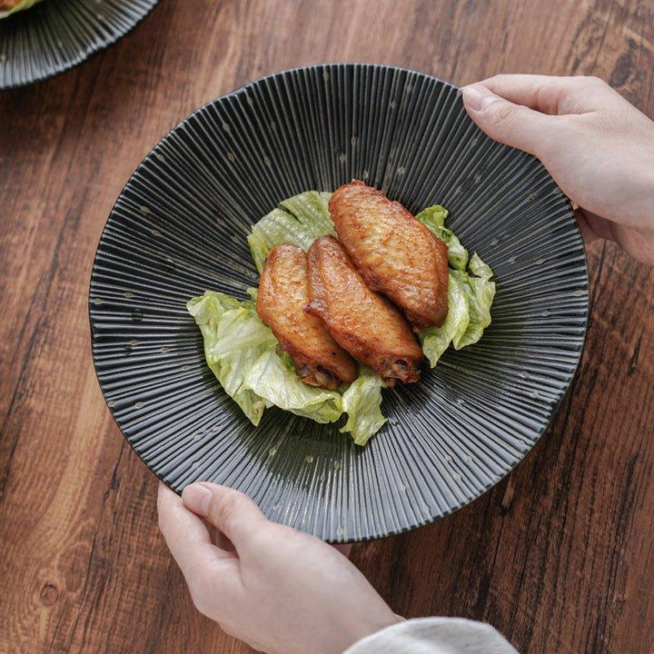 Håndlagde japanske Mino Ware keramiske rynkede tallerkener | Skanto
