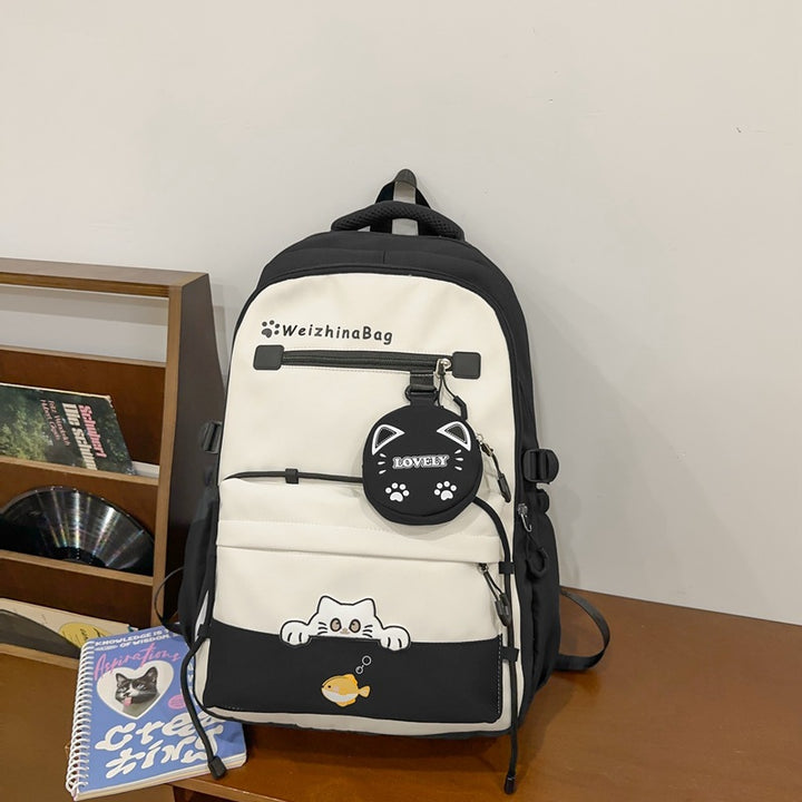 Leken kattedesign skole ryggsekk