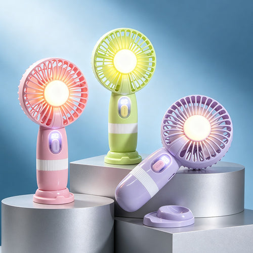 Dame bærbar mini vifte med integrert LED-lys Skanto