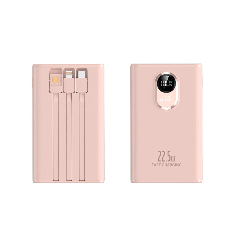 Bærbar powerbank med integrert multi-ladekabel og digital visning Skanto