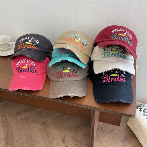 Kvinne Casual Slitt Brodert Baseball Caps Skanto
