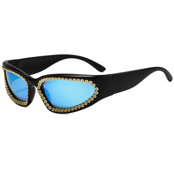Damer moteriktig solbrille med glamorøs krystallramme Skanto