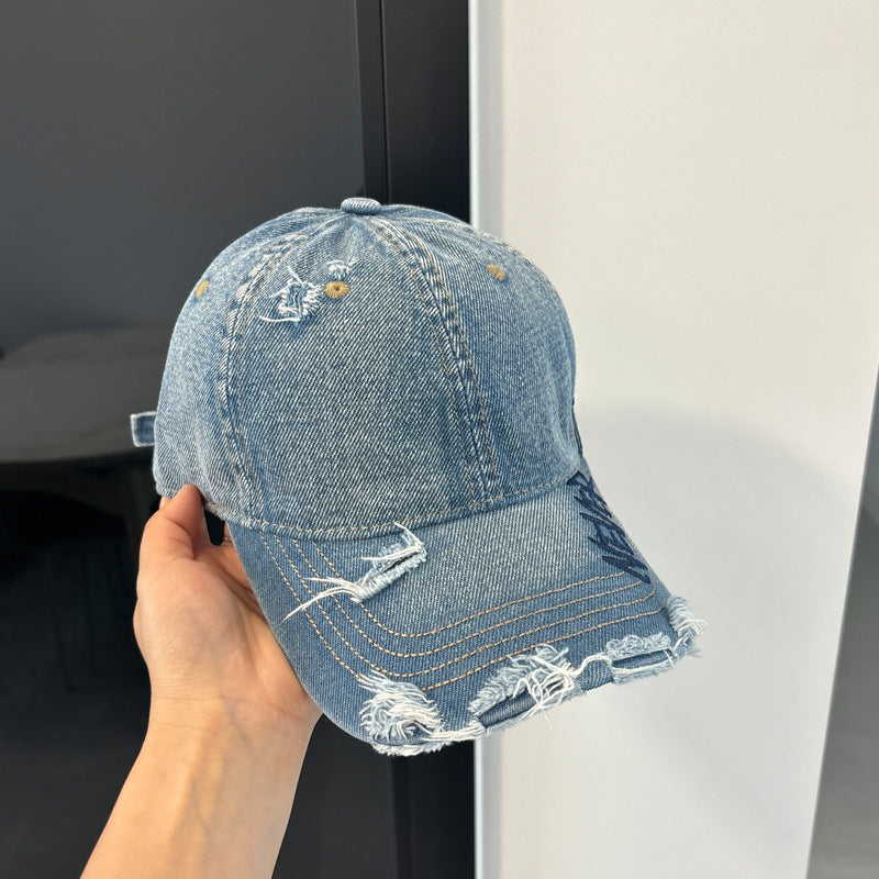 Kvinnenes slitte denim baseballcap Skanto 1784083869