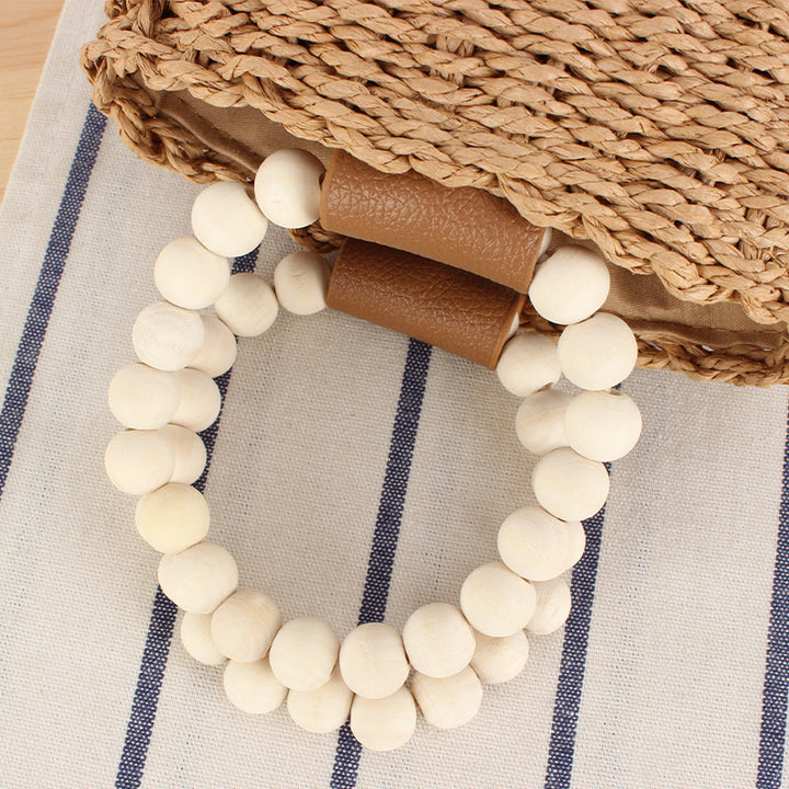 Trendy handbag with wooden bead handle Skanto