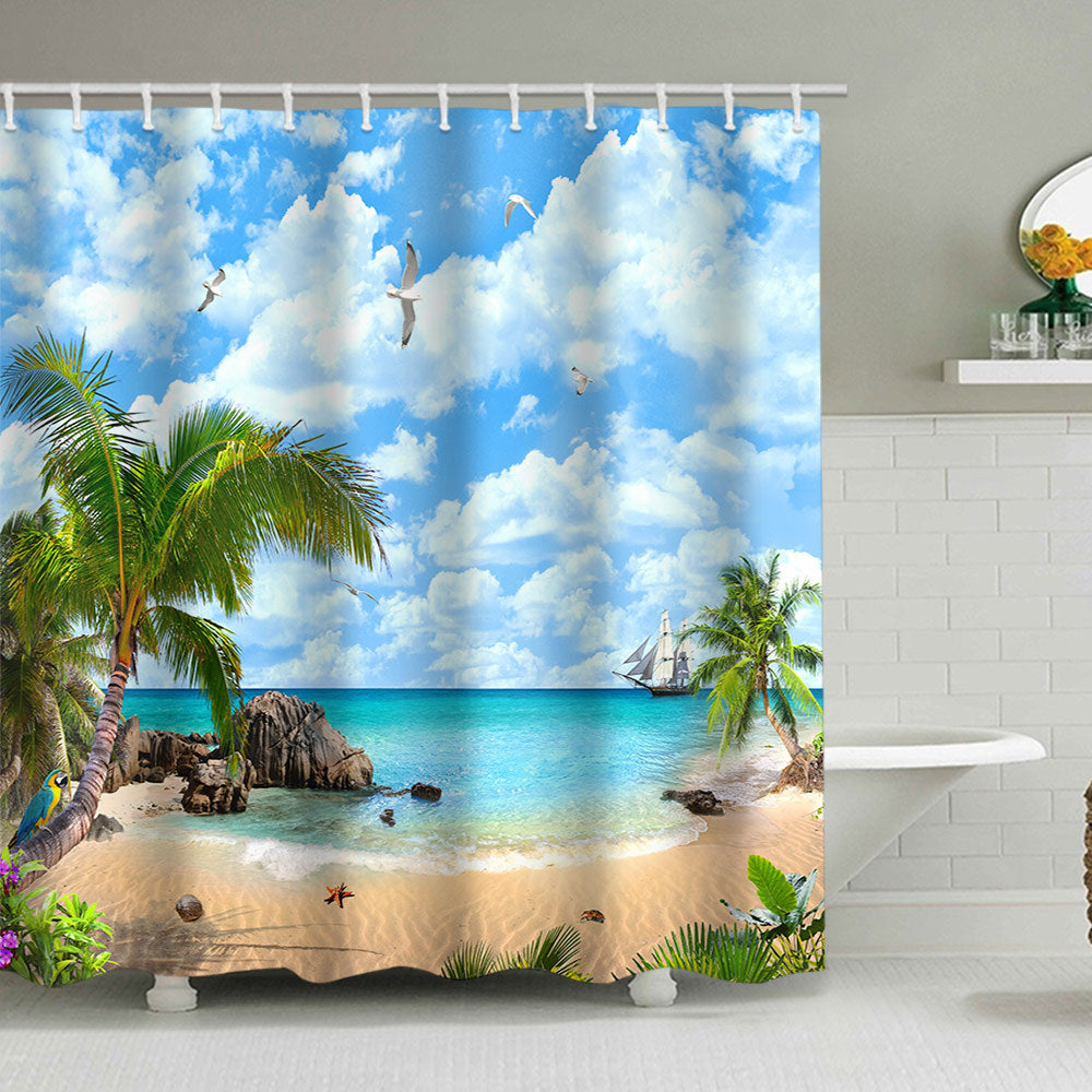 Tropisk Strand Scene Dusjforheng Skanto