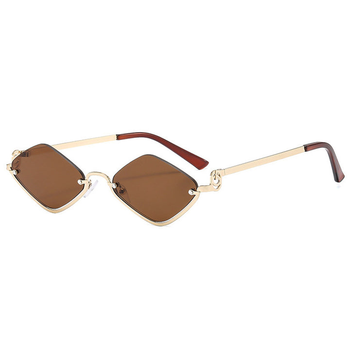 Dame trendy kvadratisk solbrille med filigran metallramme Skanto