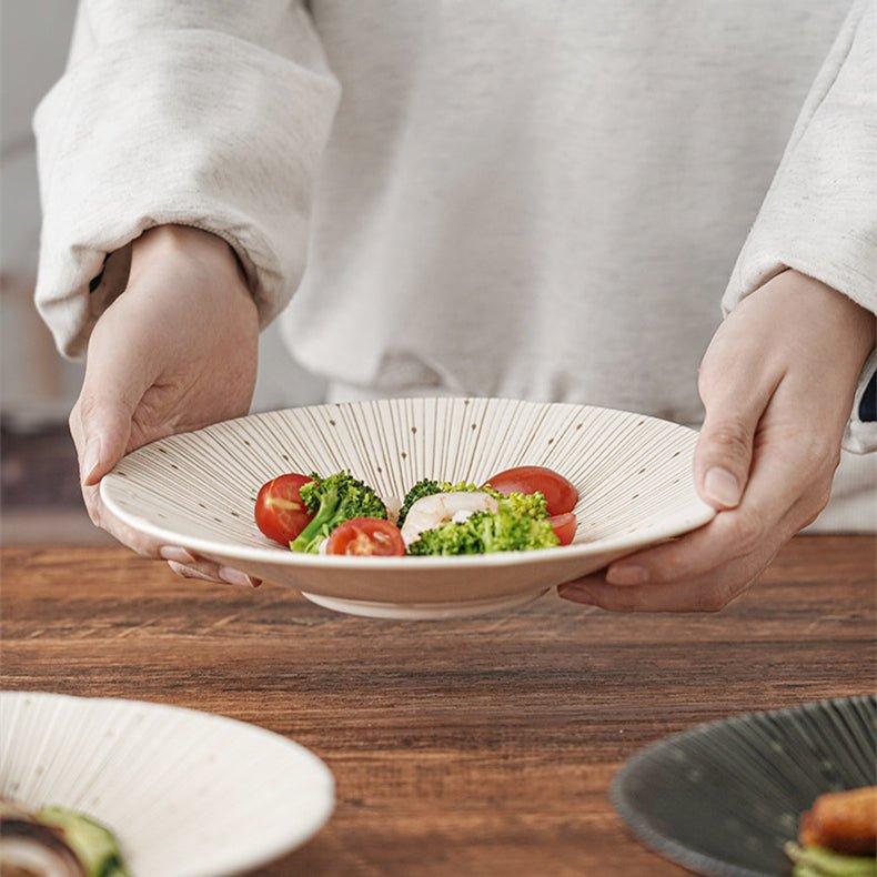 Håndlagde japanske Mino Ware keramiske rynkede tallerkener | Skanto