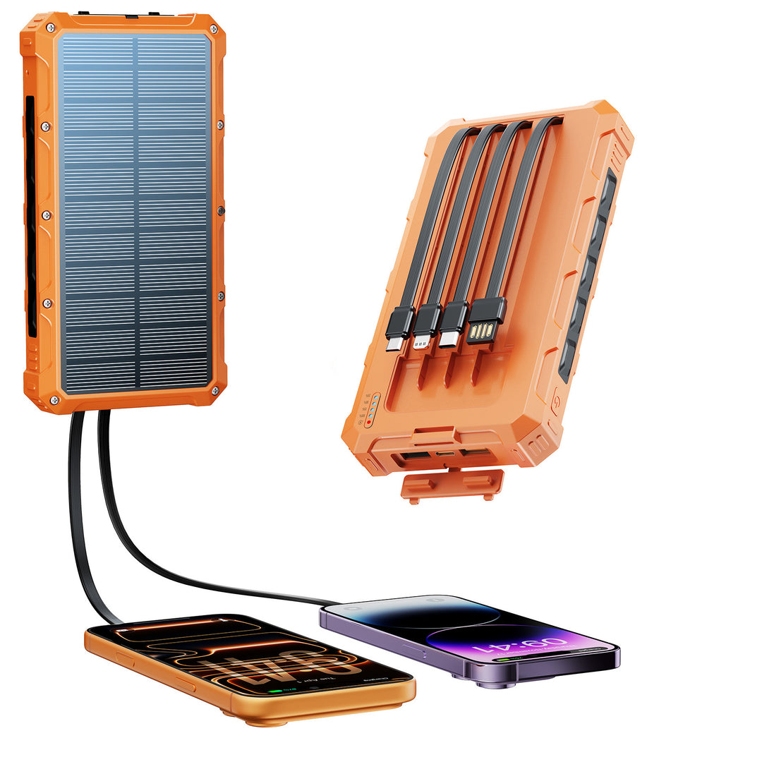 Solar Powerbank med multifunksjonelt tilkoblingssystem og hurtigladefunksjon Skanto