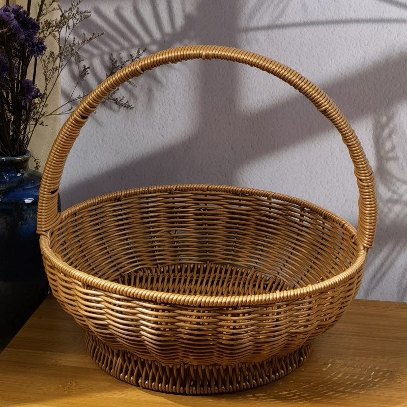 Dame håndlaget rattan kurv med håndtak Skanto