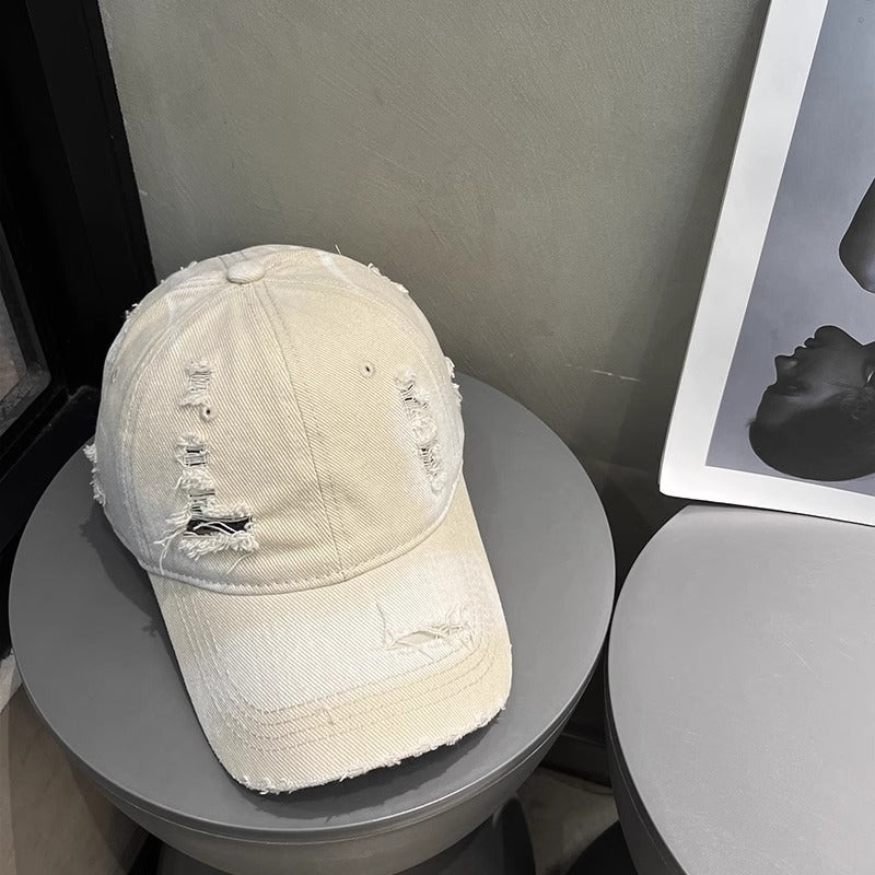 Kvinne's Slitt Svart Denim Baseball Caps Skanto